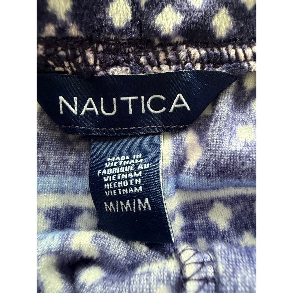 Nautica Womens Pajama Pants Snowflake Fair Isle Print Cozy Fleece Lounge M - Picture 4 of 8